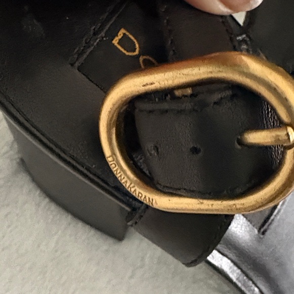 Donna Karan Black Heels with Gold Buckles Size 8 - Picture 8 of 8